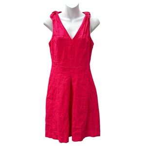 NWT Gap Pink Linen Dress Double V-Neckline Zip Closure Women’s Size 0